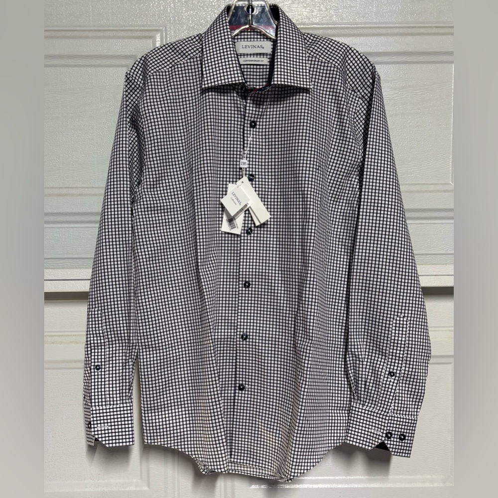 LEVINAS limited Edition,Navy check Men's Shirt